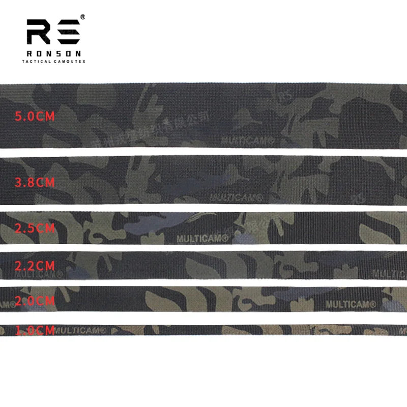 MC BLACK Camouflage Printed Polyester Webbing Strap Durable Use for Tactical Gears Bags Stock in 10/20/22/25/38/50mm Width