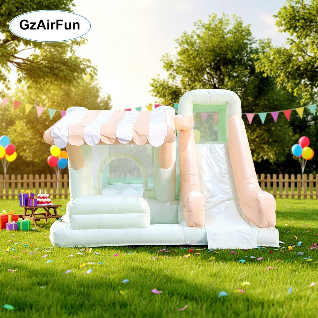 New Design Pastel Color Castle Inflatable Bounce Combo Slide with Ball Pool Kids Soft Play Equipment Ball Pit
