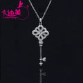 Cadermay Jewelry Classic S925 Silver Moissanite Key Pendant Necklace for Women Engagement Wedding Party