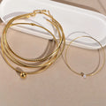 Fashion Women's 18K Gold-plated Stainless Steel Collar Simple Circular Pearl Pendant Collarbone Chain Jewelry Anniversary Gift