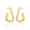 Wholesale Twisted U Huggie Earrings Pave Cubic Zircon S925 Sterling Silver Twisted Geometric Trapezoidal Earring