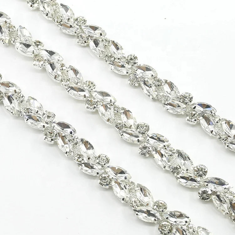 Wholesale HFOUR Fancy Chains Electroplating Flowers Loose Glass Rhinestones 9 Facets Sew-On/Glue-On White 20mm for DIY Jewelry