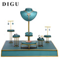 DIGU Metal+leather Jewelry Display Stand Set Ring Necklace Ear Stud Earring Pendant Custom Luxury Jewelry Display Stand