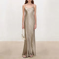 2025 New Arrival  Y2k Wholesale Custom Clothes Sleeveless Satin Solid Color tank Top Long Maxi Dresses Summer Clothes for Women