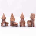Artificial Small Retro Chinese Grass House Resin Craft Fairy Garden Miniature Building Sculpture StatueVintage Home Decor