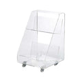 Clear Portable Lucite Acrylic Book Cart Display Rack With Rolling Wheel Acrylic Book Cart