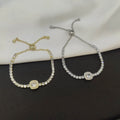DAIHE Gold Plated Super Glitter Zircon Square Bracelet Korea Simple Pull Adjustable Bracelet for Women Gift