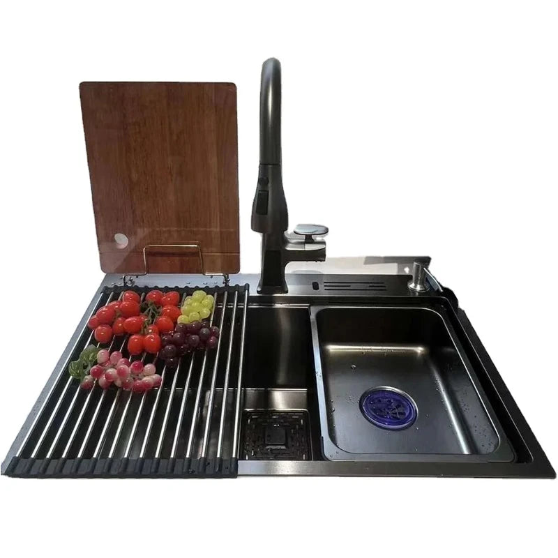 New Product 304 Stainless Steel Kitchen Sink Two Hole Faucet Undermount Installation Single/Double Bowl Multi-Function
