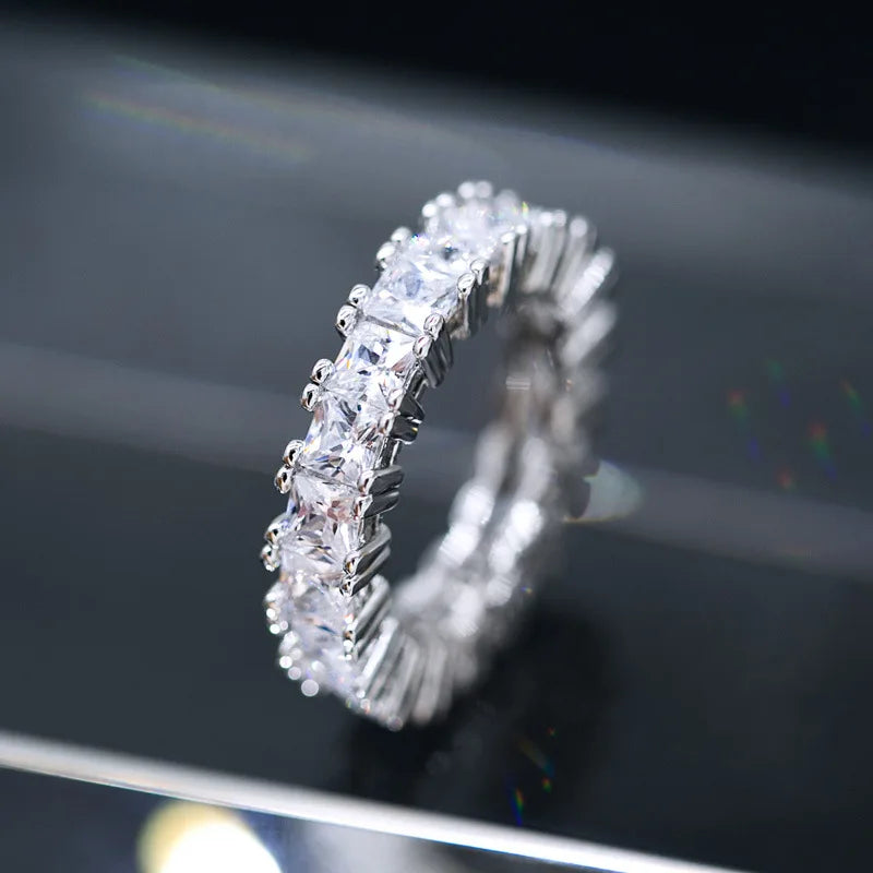 CAOSHI Wholesale Luxury Brass Jewelry Silver Color Eternity Rings for Women Love Lots Bulk Wedding Band Engagement Ring