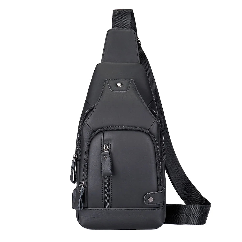 Men's Genuine Leather Chest Toe Cover Layer Cowhide Single Shoulder Crossbody Bag Men's Trendy Brand Large Capacity for Men