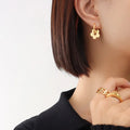 Stainless Steel Women Fashion Earrings Flower Hoop Earrings Minimalist Gold Earrings Jewelry Wholesale