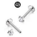 Wholesale 16g G23 Titanium Heart Round CZ Top Internally Threaded Labret Piercing Gold Earring Flat Back Studs