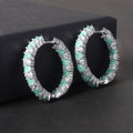 RZ0006 Abiding Fine Jewelry Custom Round 3mm Natural Emerald Gemstone Chunky 925 Sterling Silver Hoop Huggie Earrings