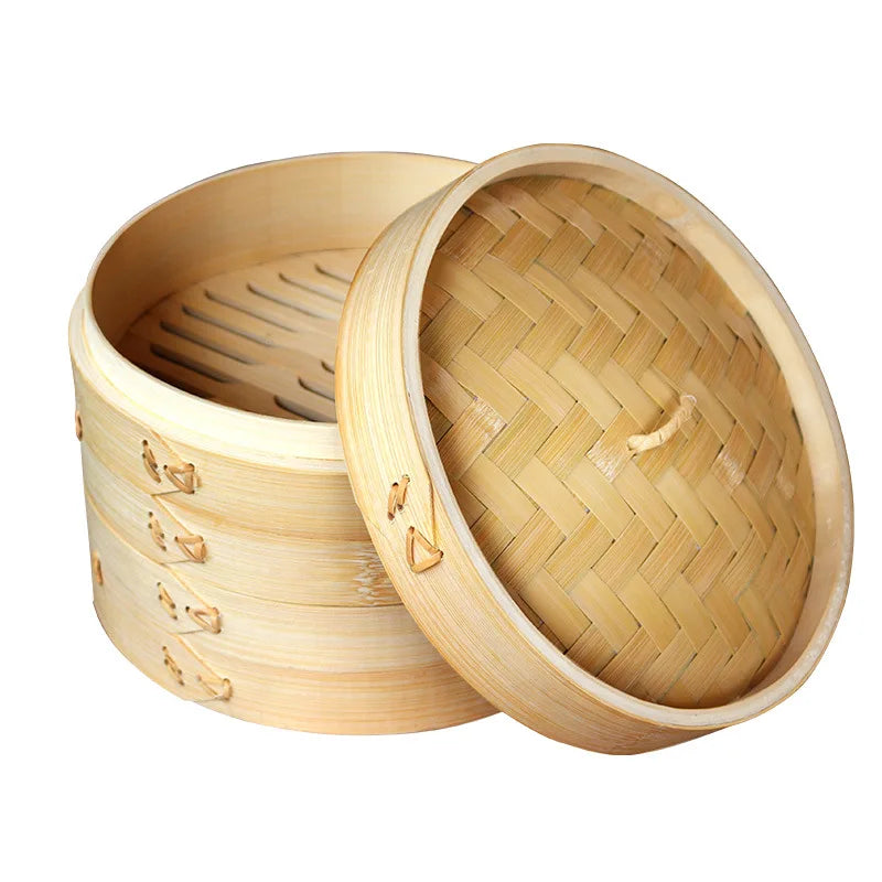 Chinese Whole Sale Factory Direct Selling 18cm- 30cm Deeper 2-layer Kitchen Round Bamboo Steamer with Lid