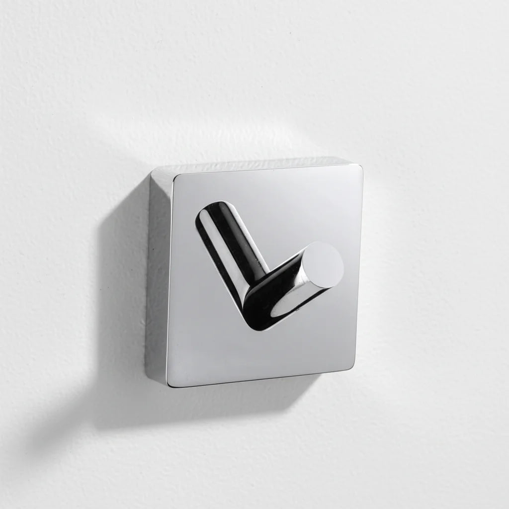 Modern Square Style Wall-Mounted Brass Towel & Clothes Hook for Shower Robe & Coat Hanging