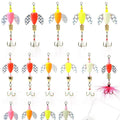 5Pcs/Box Fishing Eva Spinner Baits Set Metal Lures With Feather Treble Hook for Freshwater Saltwater Fishing Bass Pike Trout