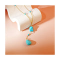 Free Design S925 Sterling Silver Necklace Y Turquoise Pendant Necklace Bead Necklace Female