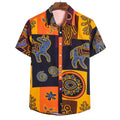 2026 New Large Size Men's Cotton and Linen Short Sleeve Shirt Fashion Printed Shirt