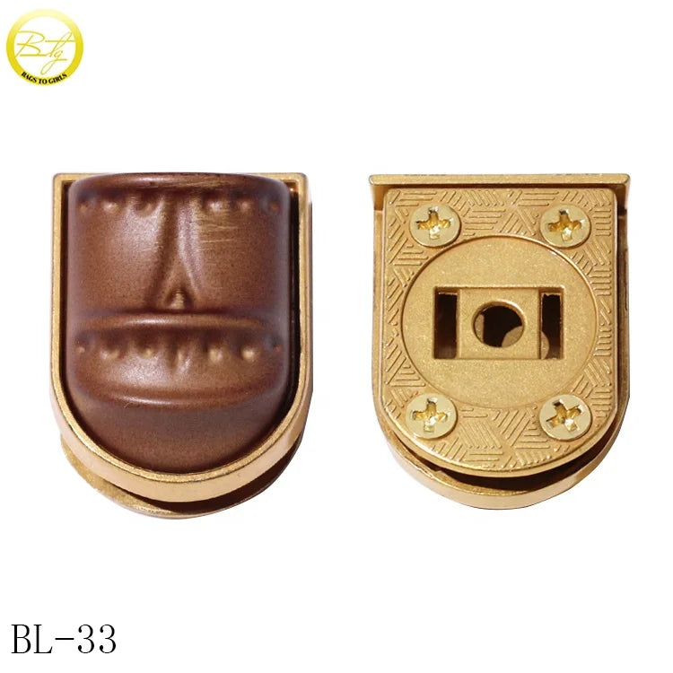 Manufacture Made Push Lock Bags Hardware Wholesale Backpack Metal Parts Brand Turn Twist Lock for Purse