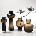 Light Luxury High-End Home Nordic Style Tabletop Vase Heavy Brown Glass for Flower Arrangements Hydroponic Decorative Ornaments