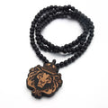 Direct Sales Laser Carved Wooden Bead Necklace Lion King Pendant Clothing Accessories Wooden Necklace