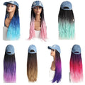 WM02  Triple Braid Hat Hair Cowboy Hat Wigs  Long Synthetic Hair Box Braids Cap Wigs