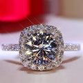 S925 Sterling Silver Square 1CT Moissanite Rings Exquisite Shiny Full Diamond Wedding Rings Gifts for Women Engagement Jewelry