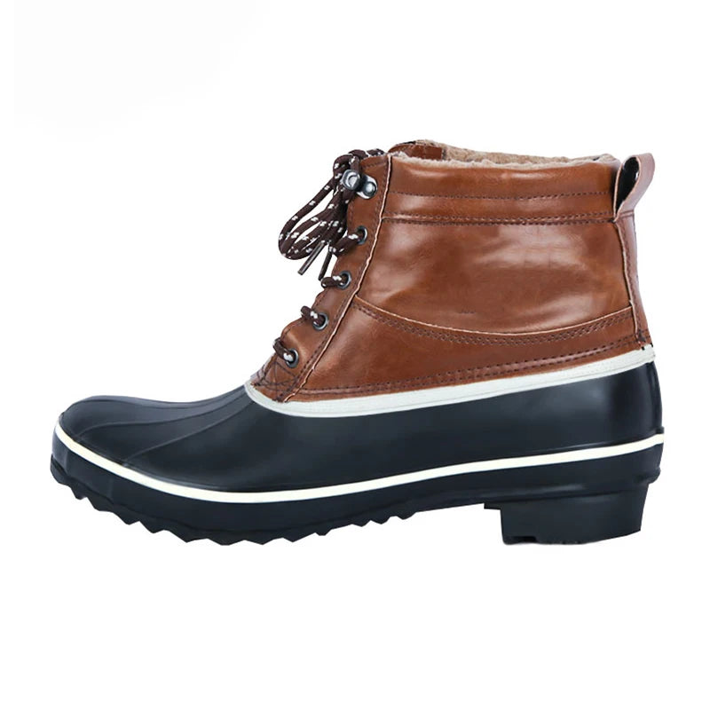 Custom Unisex Winter Outdoor Duck Snow Boots Rubber Warm Wool Lined Waterproof Mid Luxury Recyclable Anti-Odor Ankle Bootie