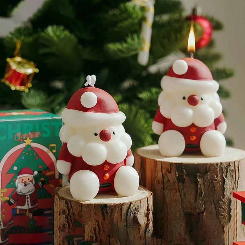 Hot Sale Cute Christmas Candle for Home Decor Novelty Christmas Gifts Small Wax Candle Aromatic Santa Claus Candles for Kid