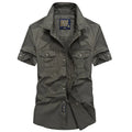 New Men's Summer Cotton Short-sleeved Shirt Thin Middle-aged Overalls Half-sleeved Short Shirt