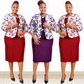 2XL-6XL African Oversize Women's New Top Dress Set Plus Size Office Ladies Suits Top+Dresses 2pc Set