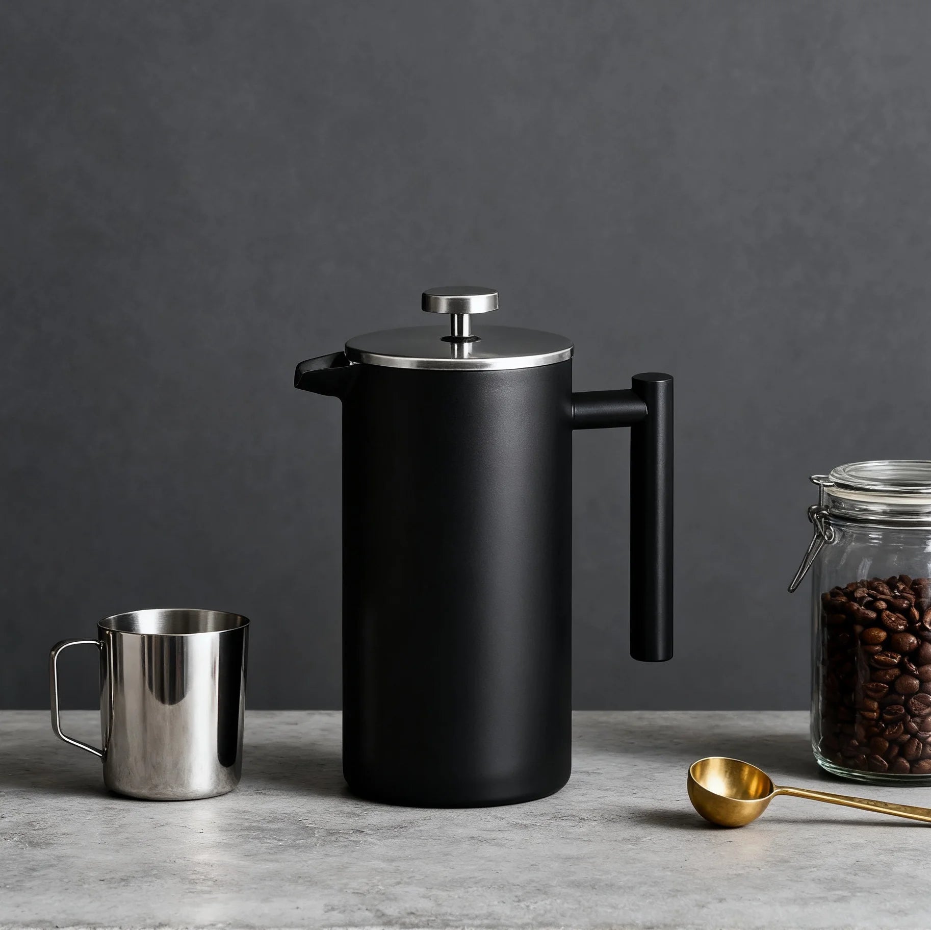 Portable Black Manual Cold Brew Coffee Maker Stainless Steel Coffee French Press