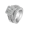 NO Moq Custom Bridal Ring Set 925 Sterling Silver Square CZ  Women's Jewelry Rings