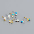 Wholesale Silver Girls Earring Jewelry Gold Plated Two Stone Opal Stud Earrings