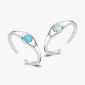 Minimalist Trendy Adjustable Smooth Rings for Women Fine Jewelry 925 Sterling Silver Round Shining Opal Opening Ring