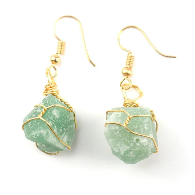 Wholesale Hand Made Crafts Mixed Quartz Rough Stone Handmade Crystal Earrings for Sale