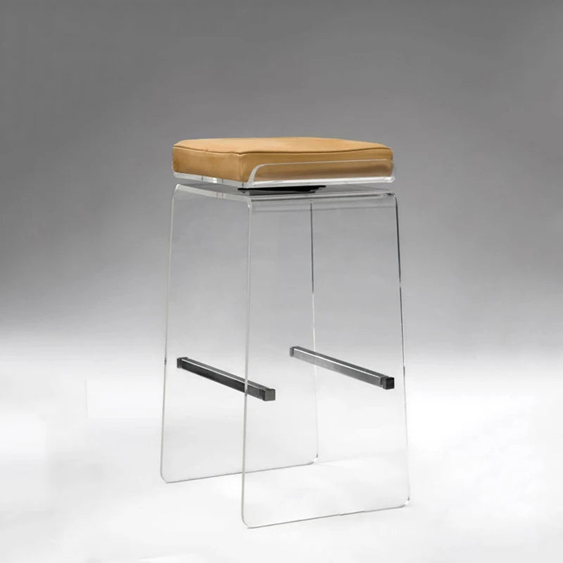 Custom Luxury Swivel Bar Stool High-End Modern PU Leather Acrylic Stainless Steel for Home Bar Hotels Dining Living Room Bedroom