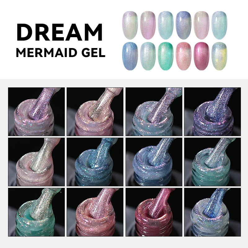 JTING Hot Sale Exquisite Shining Dream Mermaid Shell Nails Gel Polish Uv Led 12colors Polarized Polar Ice Gel Polish OEM