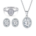 Luxury Ring Necklace and Earrings Set No Tarnish Cubic Zircon Oval 925 Sterling Silver Fashion Bridal Jewelry Sets