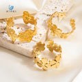SUMMLY Personalized Flower Design Adjustable 18K Gold Plated Stainless Steel Ring Fashion Jewelry Wholesale Manufacturer