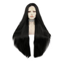 Celebrity Wig  30inch Straight Black Natural Color Daily Life Wearing Futura Henlon Matte Fiber Synthetic Lace Front Wigs