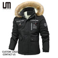 Custom Brand Fashion Winter Men Fleece Hooded Casual Thick Fur Collar Parkas Multi Pocket Warm Plus Size Jackets