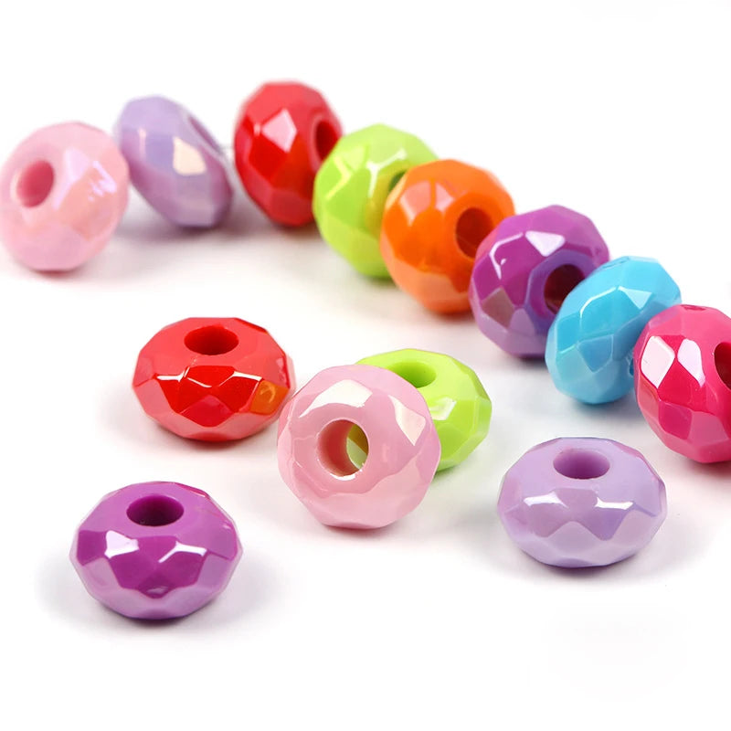 Fashion Multicolored 600pcs 14mm Flat Round Shape Plastic Beads  Wholesale Acrylic Beads with Big Hole