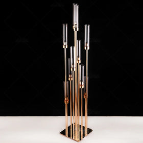 Y-Q051 Modern Golden Candle Holder Luxury Metal Tube Candelabras Candlestick Holder for Weddings Table Centerpieces Decoration