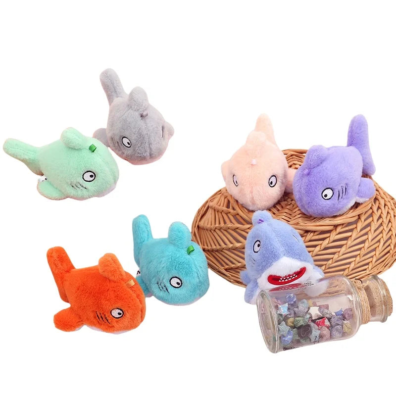 12cm Cute Red Mouth Shark Plush Toys Keyring Soft Stuffed Colorful Shark Ocean Animal Doll Keyring Backpack Pendants Gifts