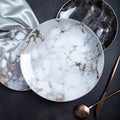 Wholesale Premium Restaurant Marble Dinner Plates Round Shape Graceful  Porcelain Serving Plate Set