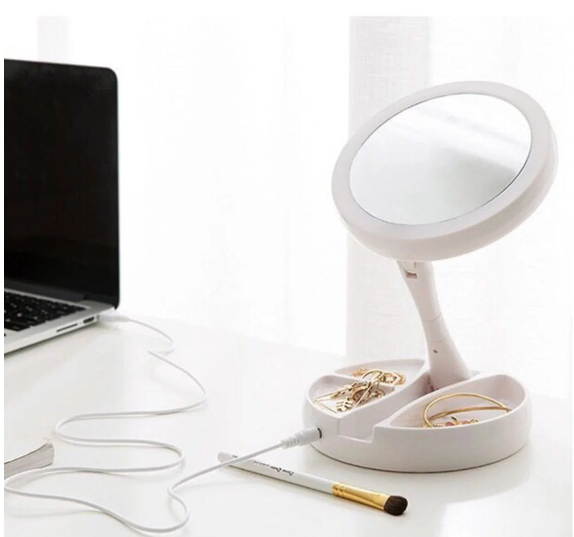Customizable Round Shape LED Makeup Mirror Stand Manufacturer's Personalized Single-Sided Tabletop Cosmetic Mirror with Lighting