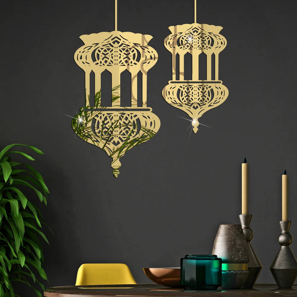 Muslim Ramadan EID Mubarak Wall Decorations Removable  Decal Vinyl Wall Stickers Castle Shape Wall Sticker