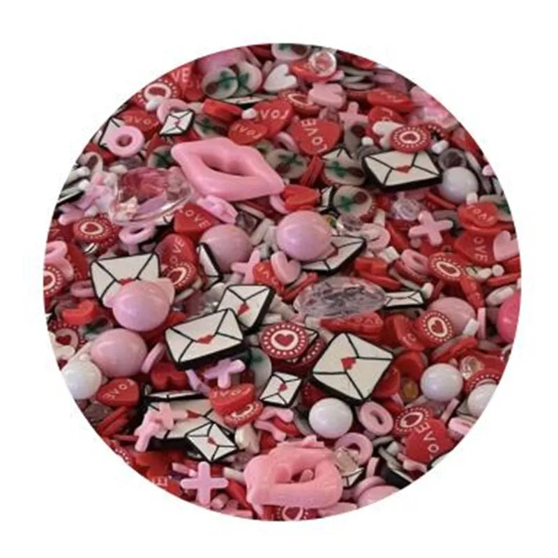 Wholesale Polymer Soft Clay Sequins Beautiful Red Color Heart Lips Envelope Heart Romantic Girls Mix Nail Stickers