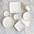 Sandy Custom Modern Hot Stamped Paper Plate High Grade Durable Disposable Clean White Gold Border Dinnerware Set Eco-friendly